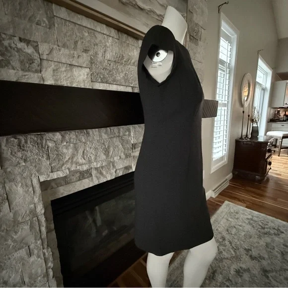 Lafayette 148 Black Sheath Dress Cap Sleeve Stretch Career Size 4 - Picture 3 of 10